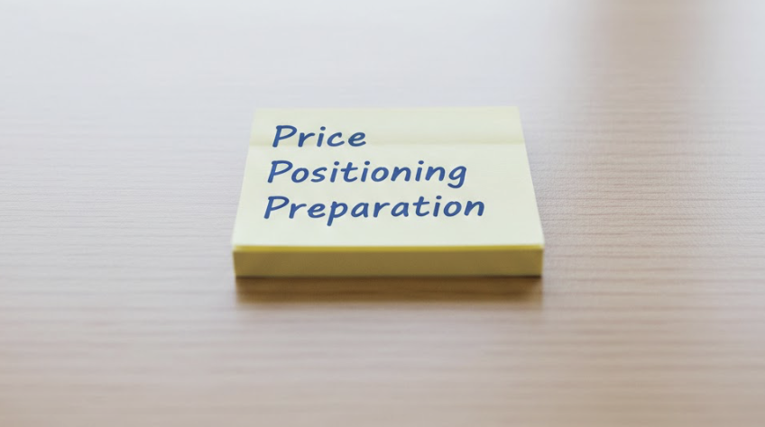 Sticky note with the words Price Positioning Preparation representing key factors in selling a Louisville home