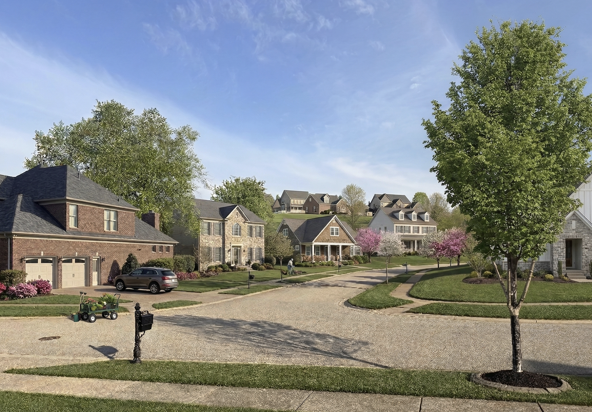 residential neighborhood with a mix of home styles and layouts illustrating different living options in a city