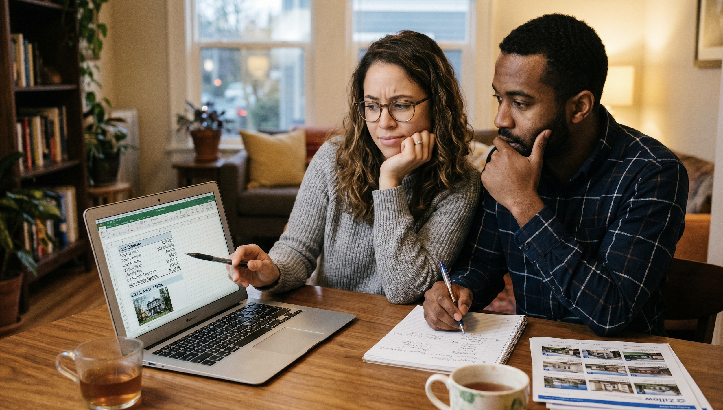 Louisville homebuyers reviewing mortgage costs and affordability while deciding whether to wait for lower interest rates