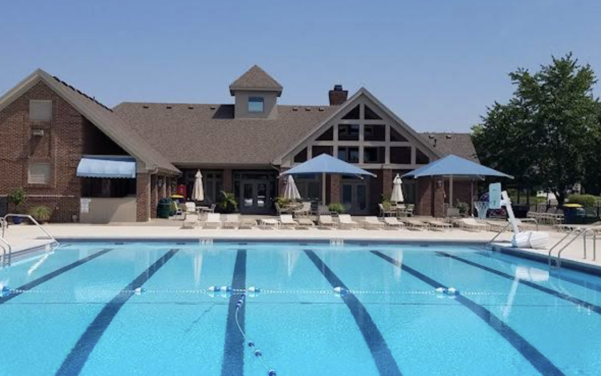 Community clubhouse and swimming pool in the Springhurst neighborhood of Louisville, Kentucky.