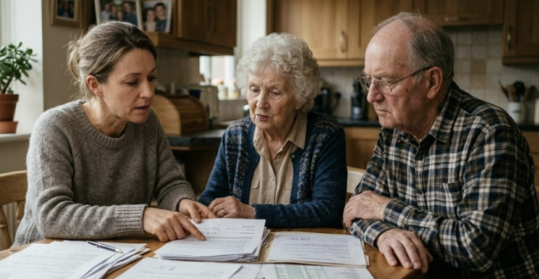 Family discussing housing decisions for aging parents at home in Louisville