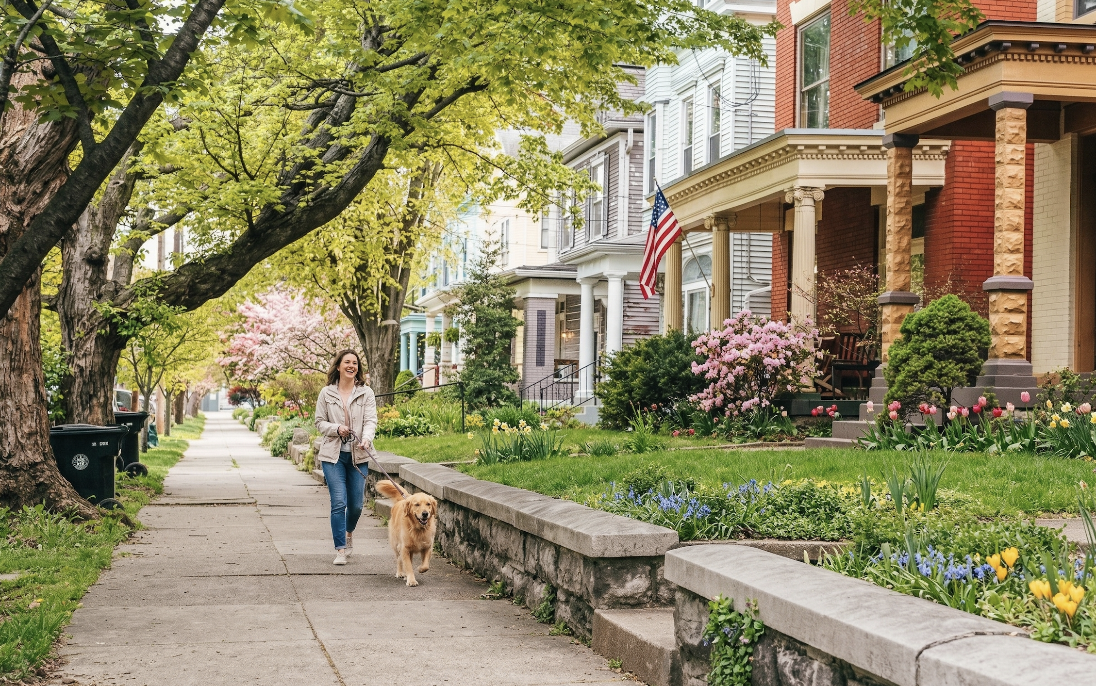 tree-lined highlands louisville ky street with sidewalks historic homes and everyday walkable neighborhood lifestyle