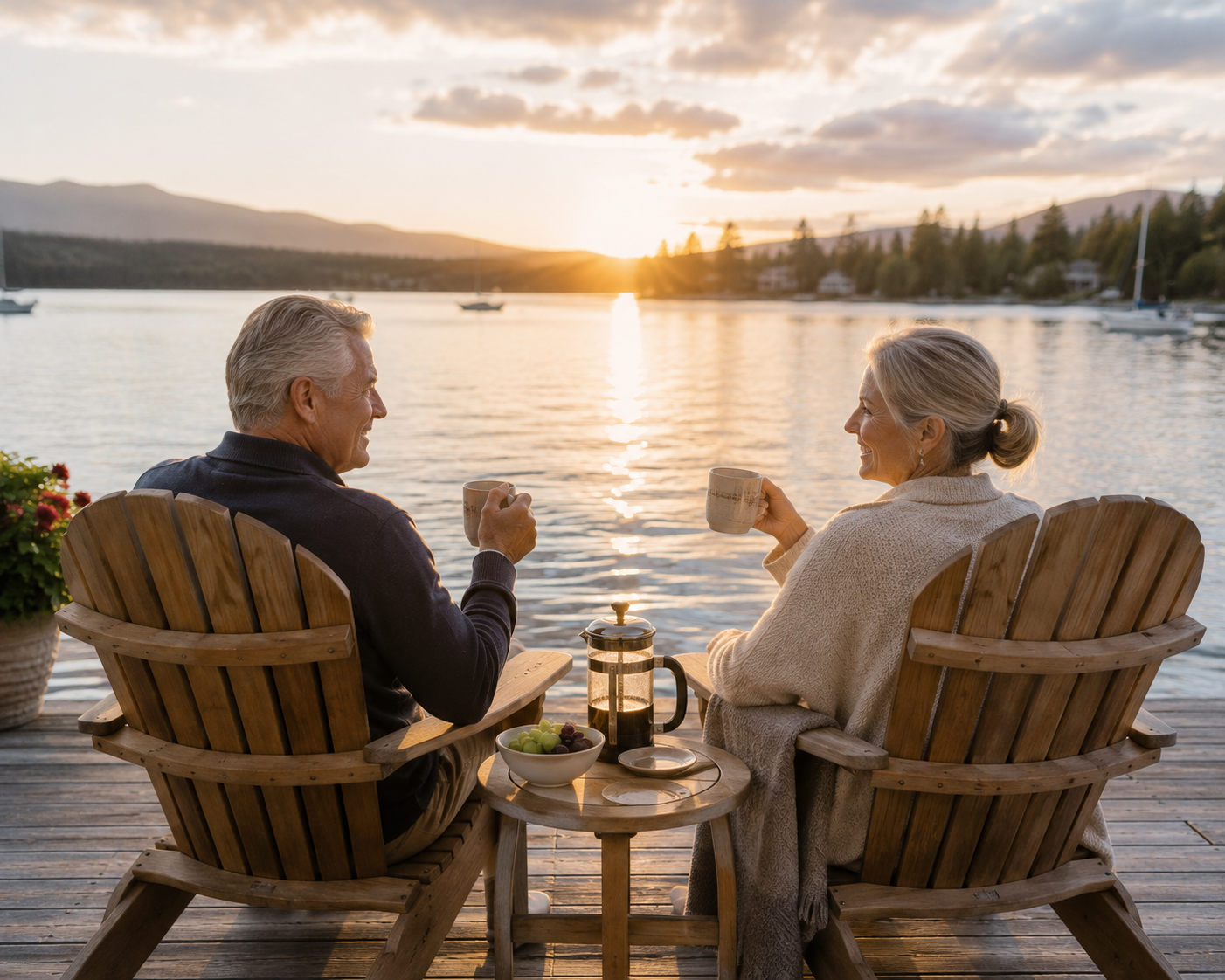 Couple enjoying greater lifestyle flexibility after downsizing their home