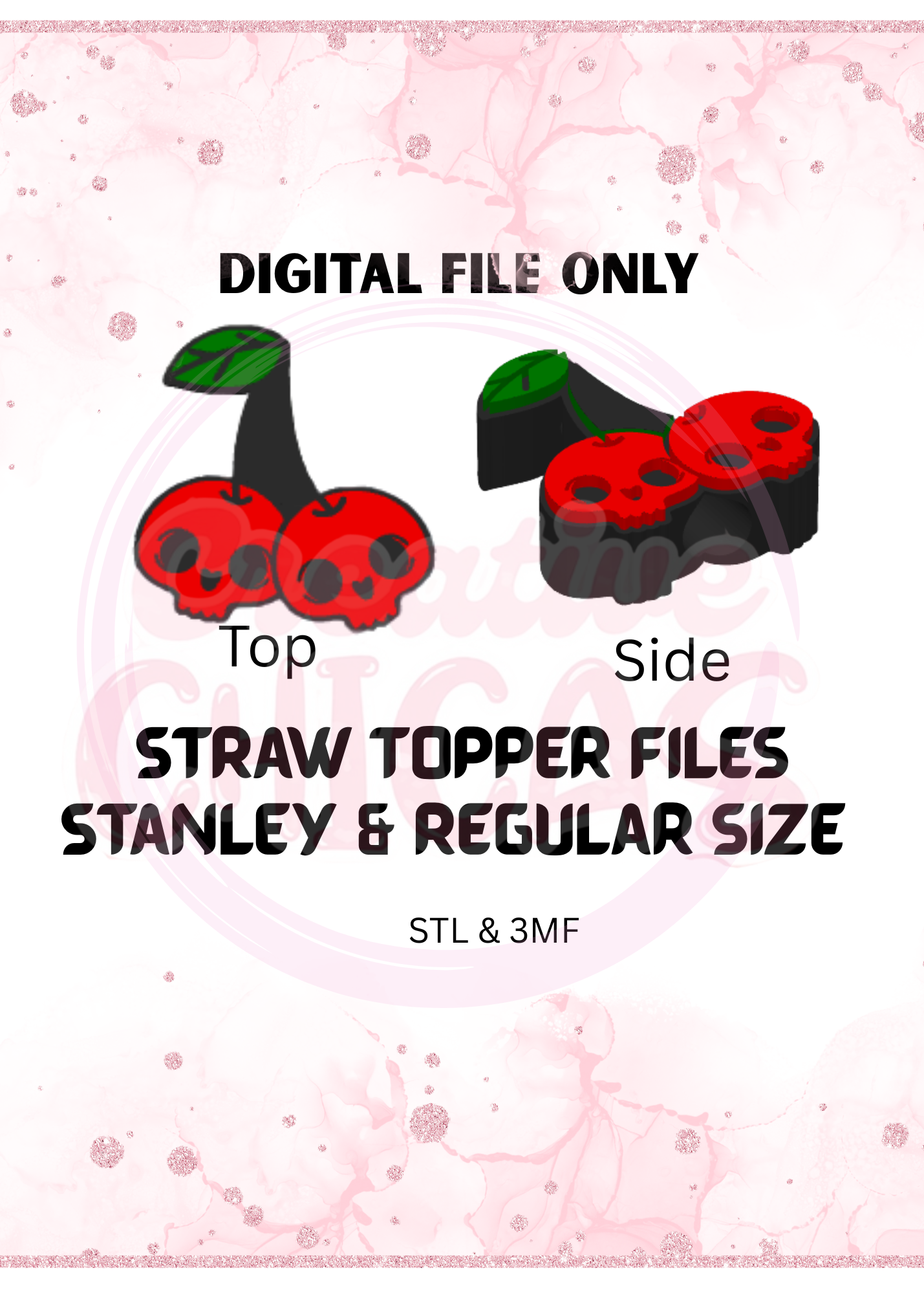 Skull Cherries Straw topper