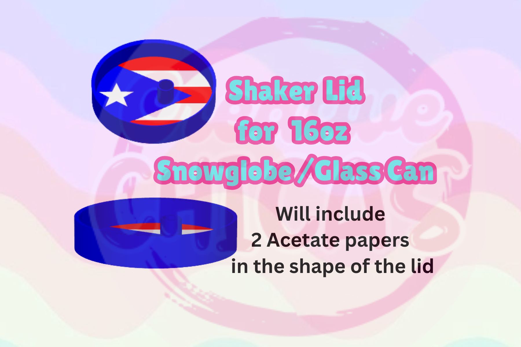 Shaker Topper Snowglobe/ Glasscan Puerto Rico