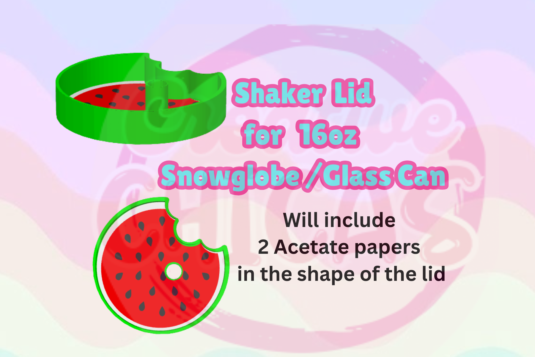 Shaker Topper Snowglobe/ Glasscan Watermelon