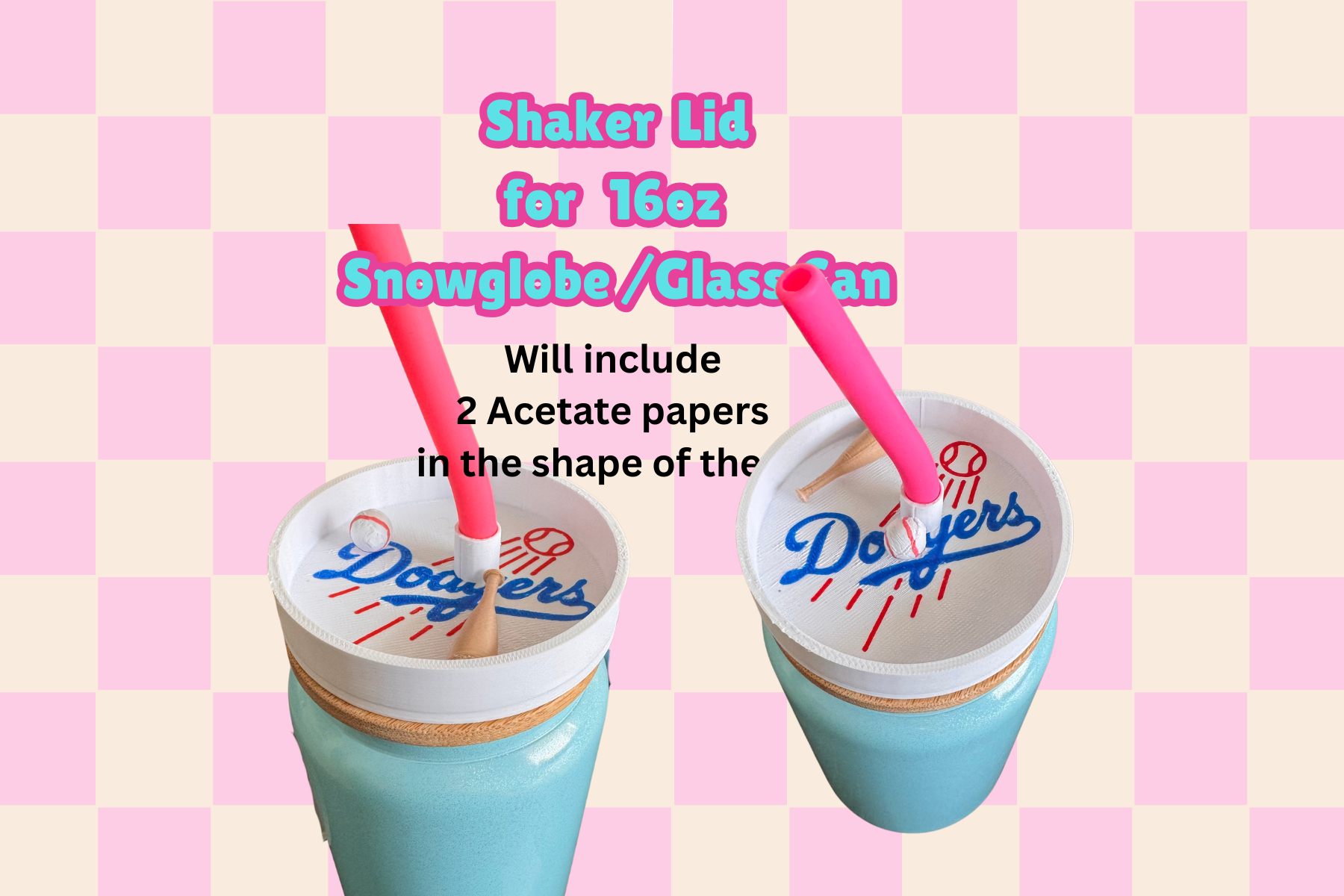 Shaker Topper Snowglobe/ Glasscan  Dodgers