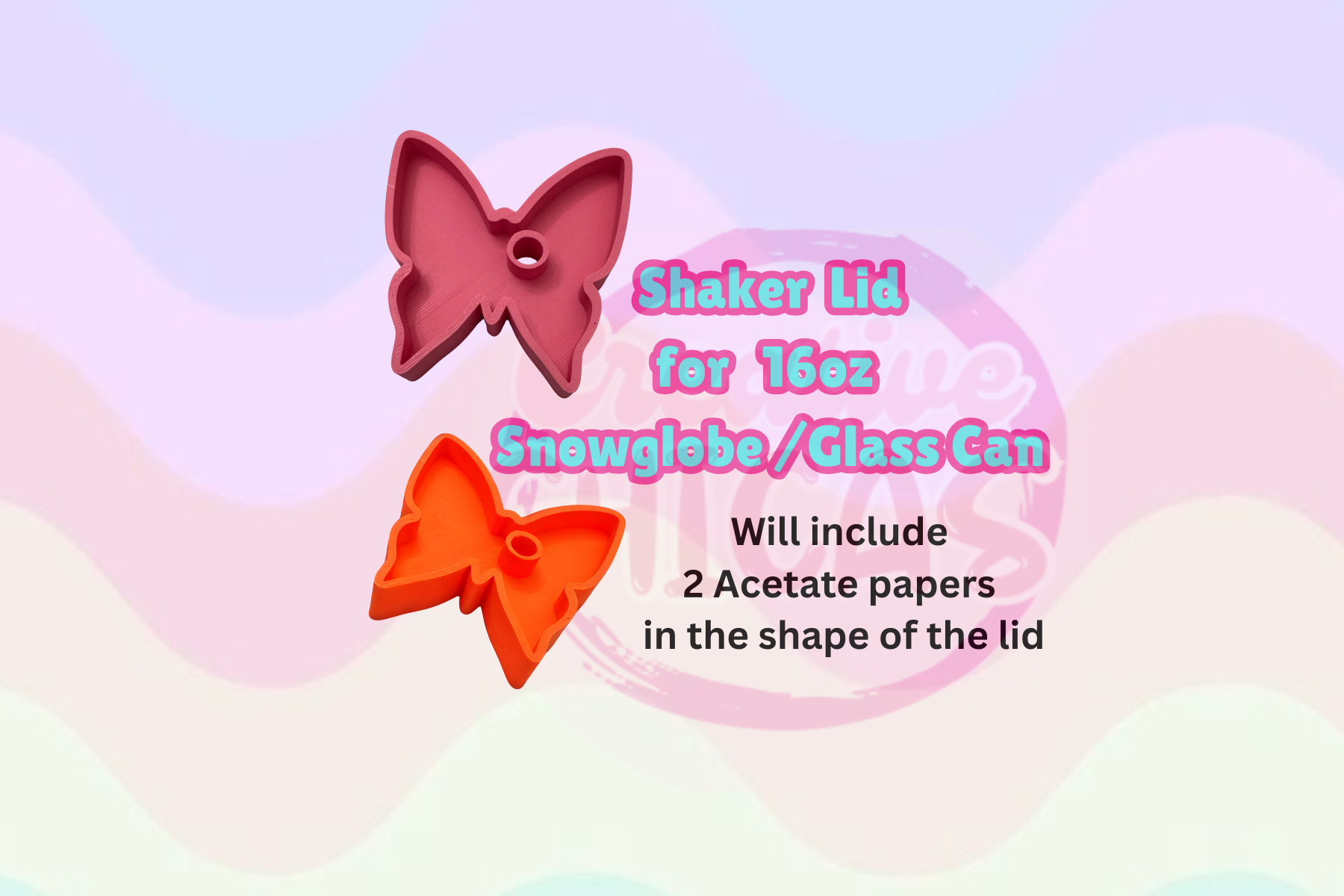 Shaker Topper Snowglobe/ Glasscan BUTTERFLY