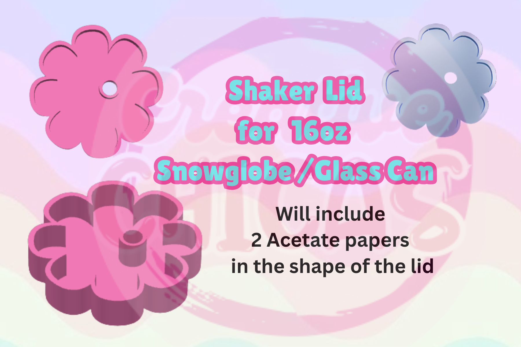 Shaker Topper Snowglobe/ Glasscan Flower