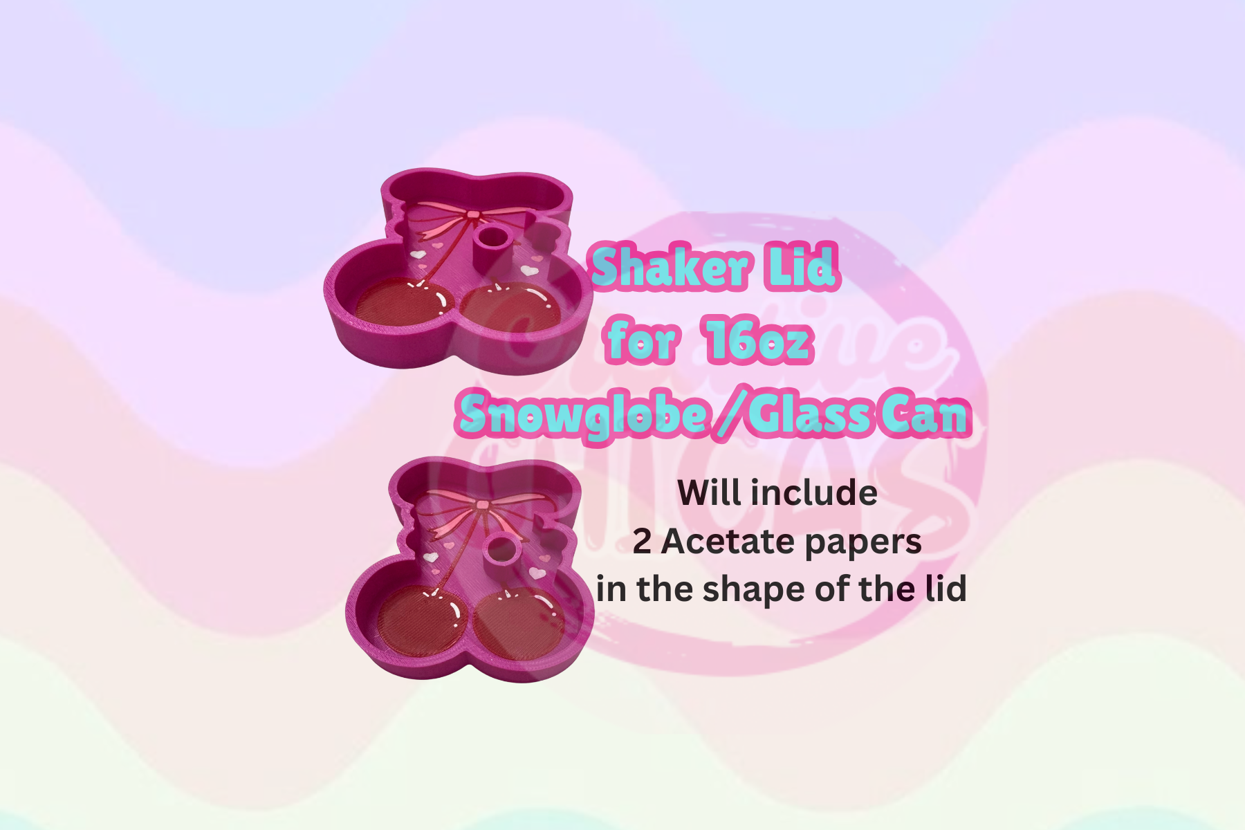 Shaker Topper Snowglobe/ Glasscan CHERRY