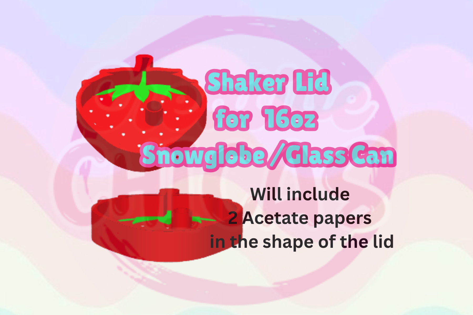 Shaker Topper Snowglobe/ Glasscan Strawberry