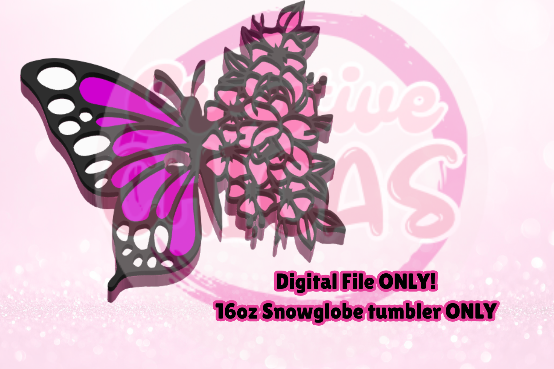 Butterfly Snowglobe Topper STL File 16oz ONLY