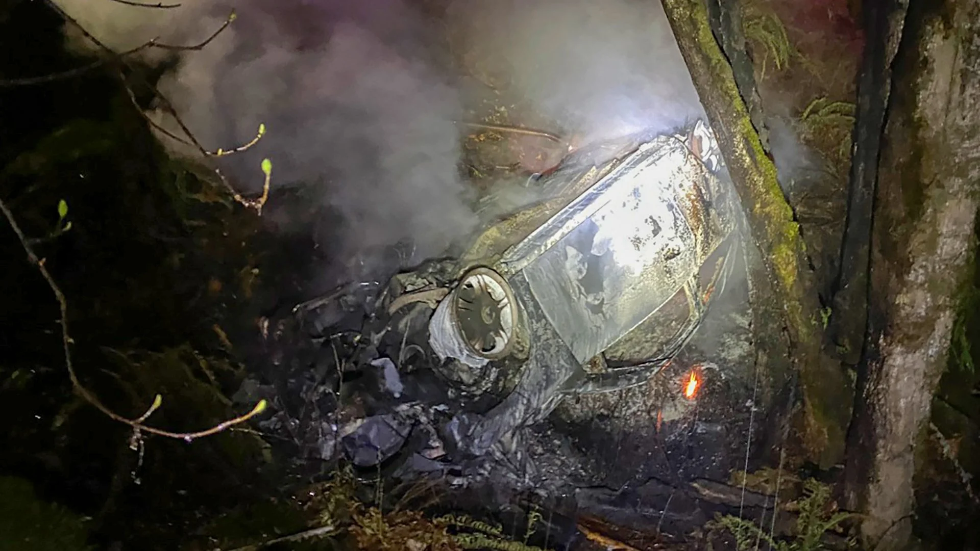 Deputy, Resident Rescue Injured Passenger From Burning Vehicle After Crow Road Crash