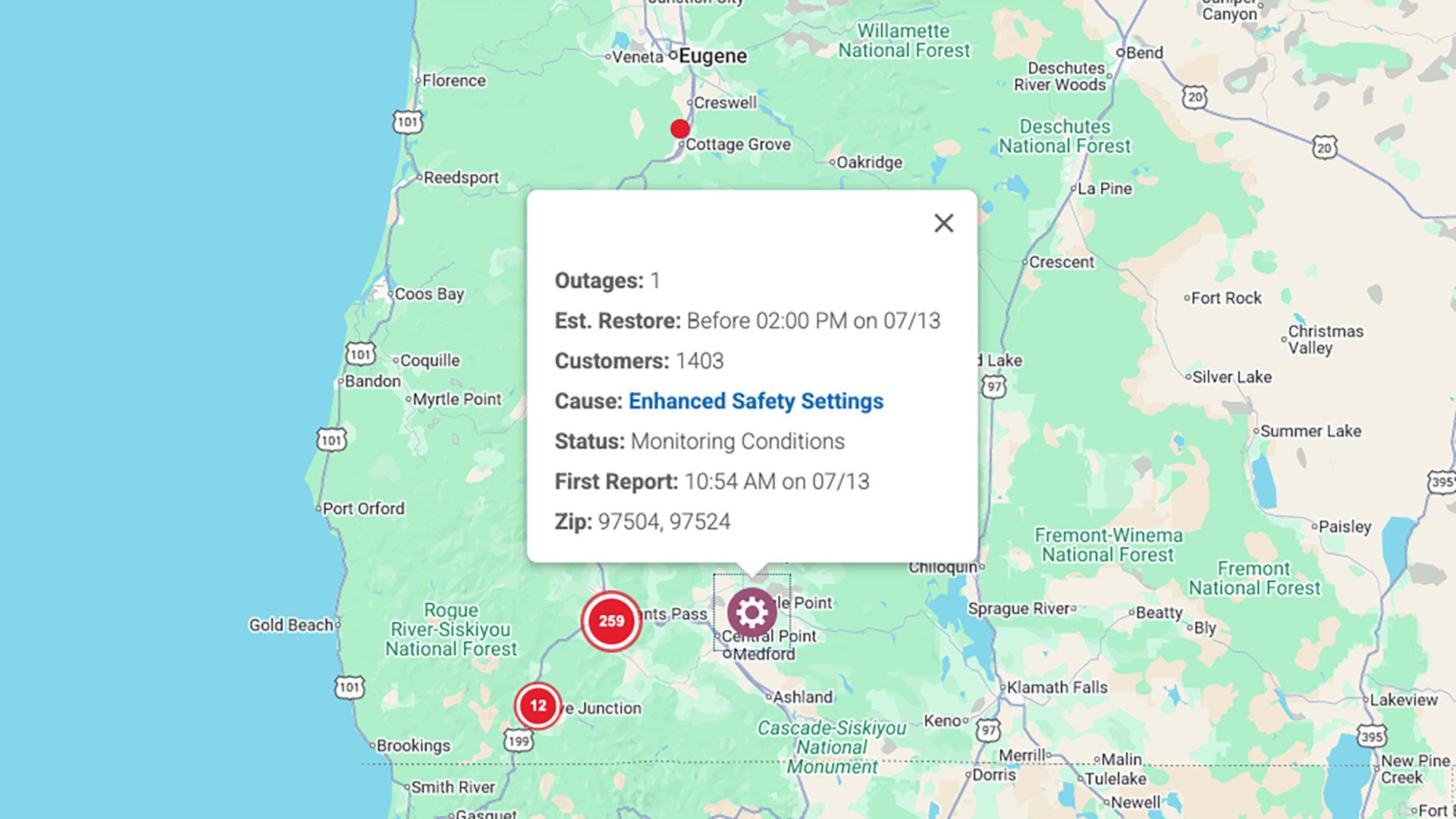 Pacific Power Outage Affects 1,403 Medford-Area Customers
