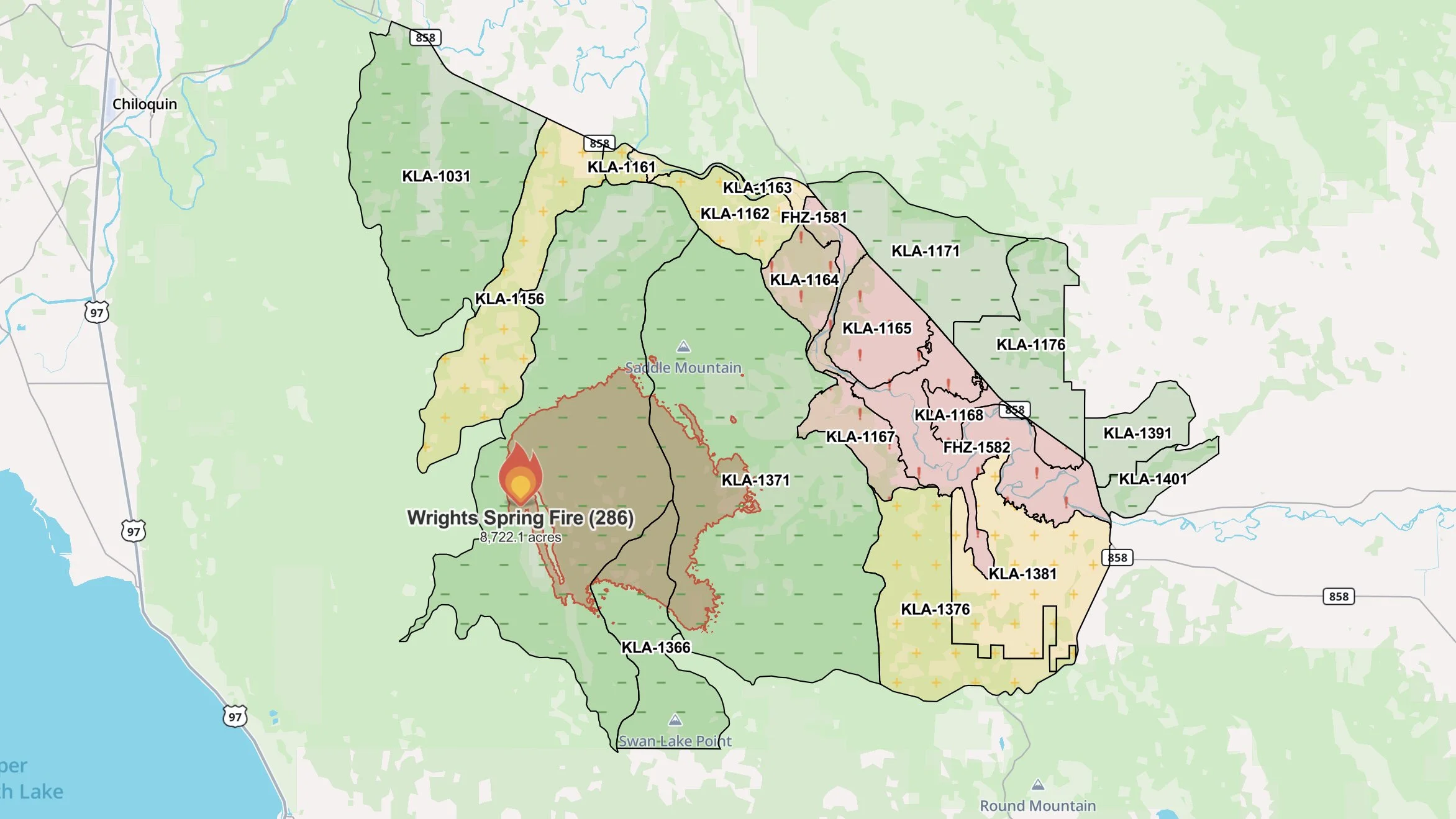 Level 3 Evacuations Issued as Wrights Spring Fire Surges to 8,722 Acres