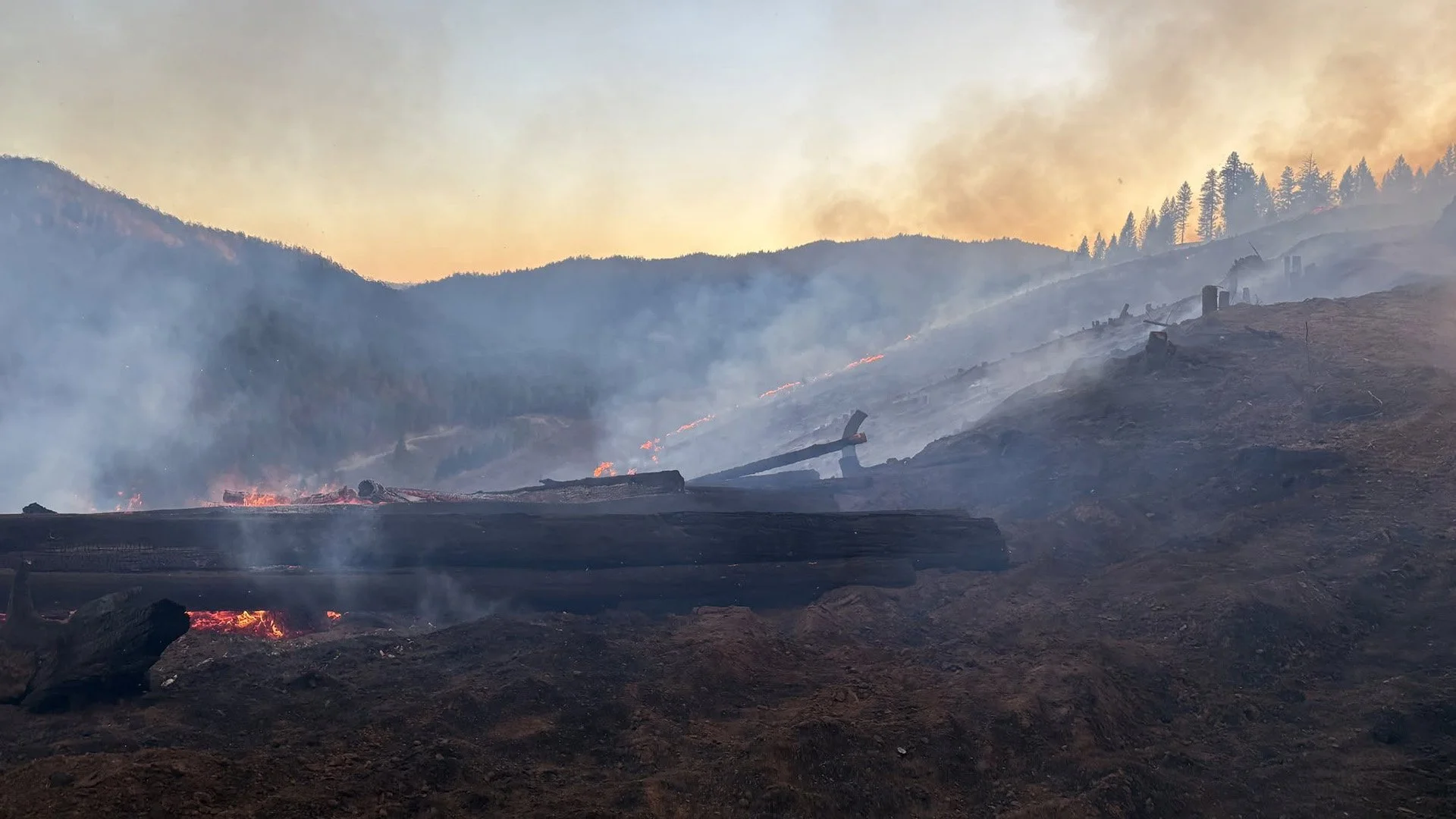 281-acre West Fork Evans Creek Fire 95% lined near Sams Valley