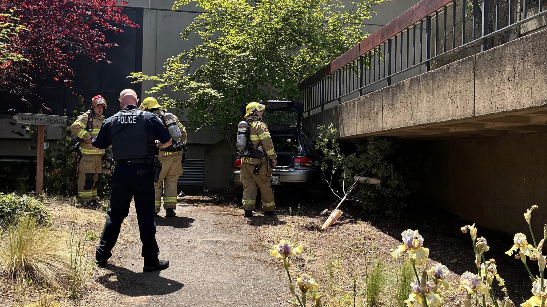 Car Hits SOU Building