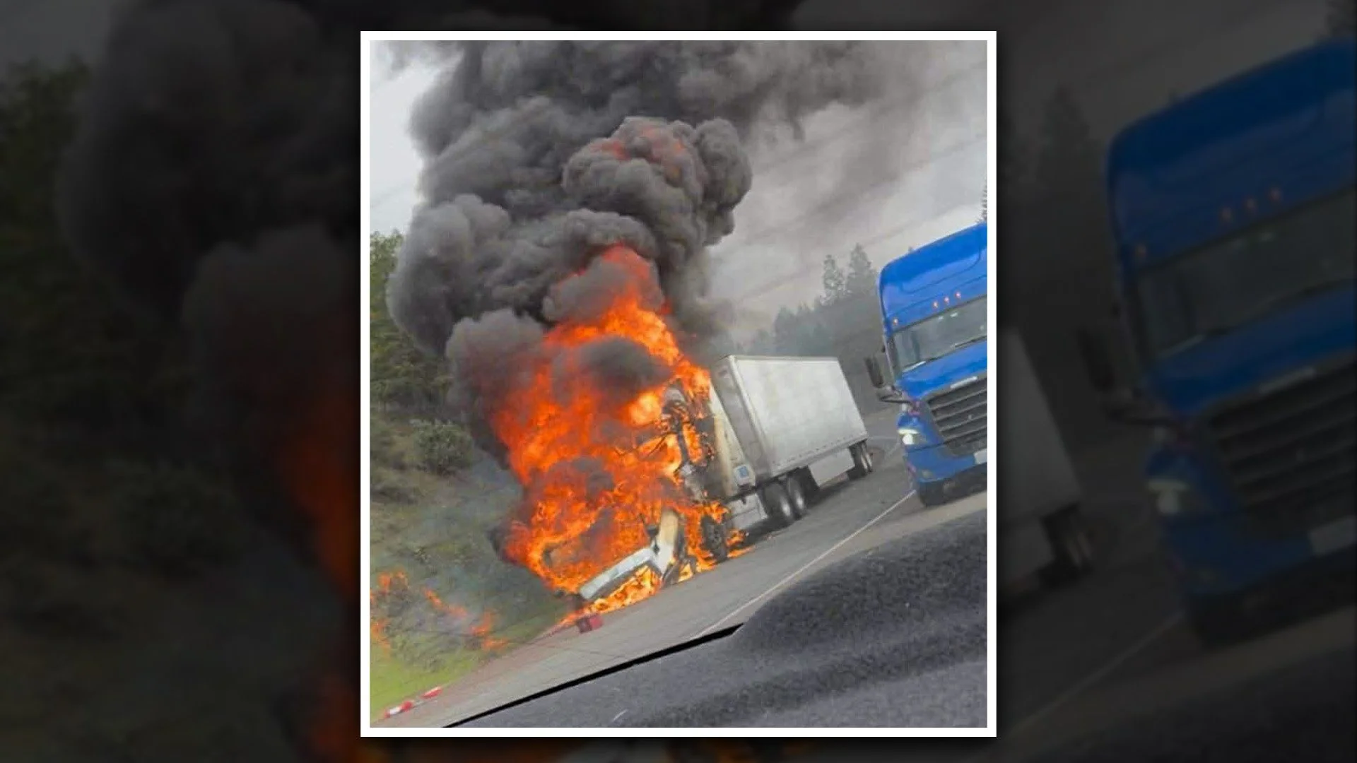 Semi Truck Fire Triggers Explosions on I-5 Near Sunny Valley