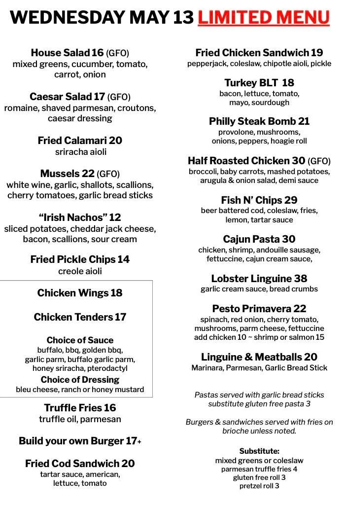 Due to recent building maintenance and work over the last few days that resulted in an extended power loss, we&rsquo;ll be operating with a limited menu today. We sincerely apologize for the inconvenience and appreciate everyone&rsquo;s patience and 