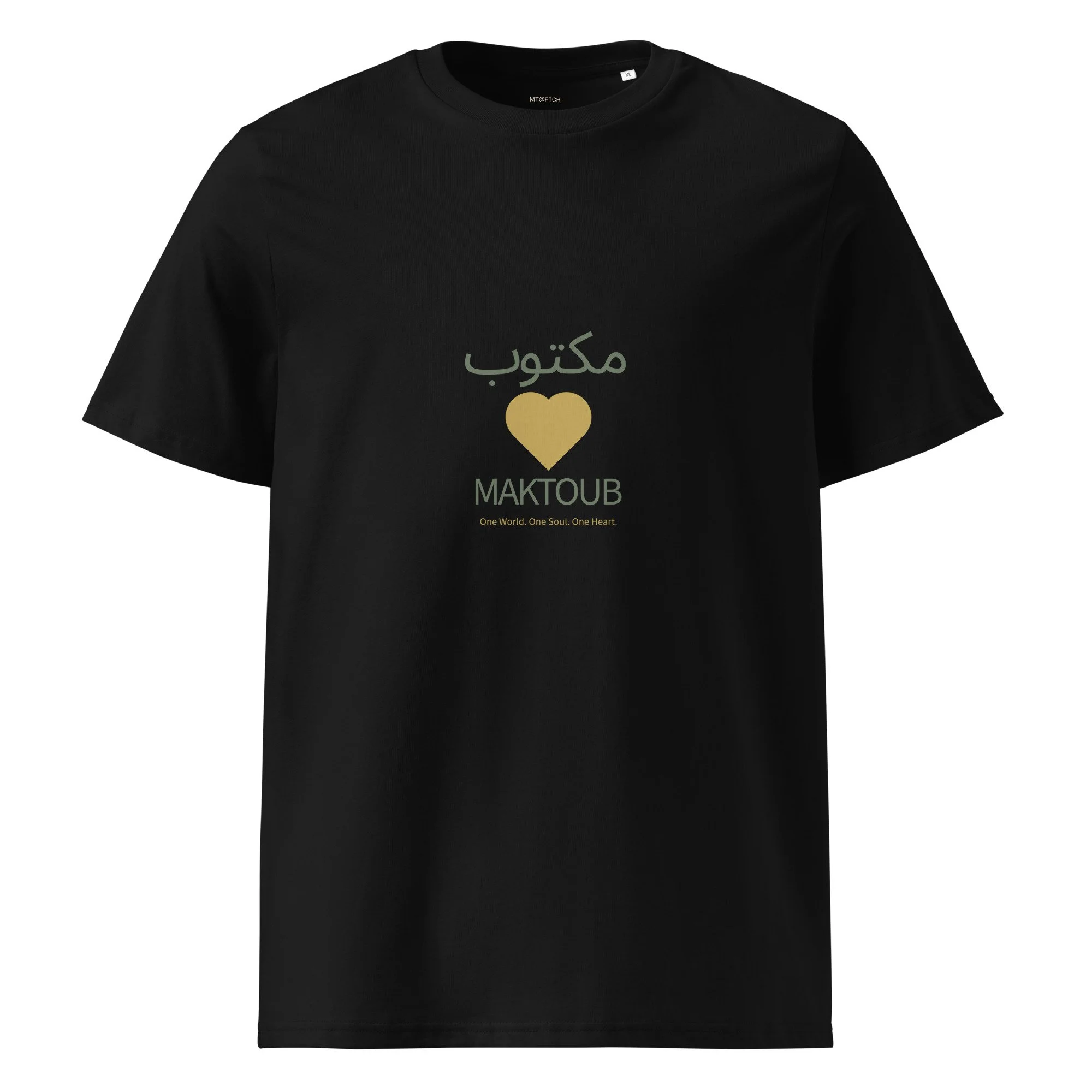 MAKTOUB — Gold Heart Organic Short Sleeve T-Shirt One World. One Soul. One Heart.