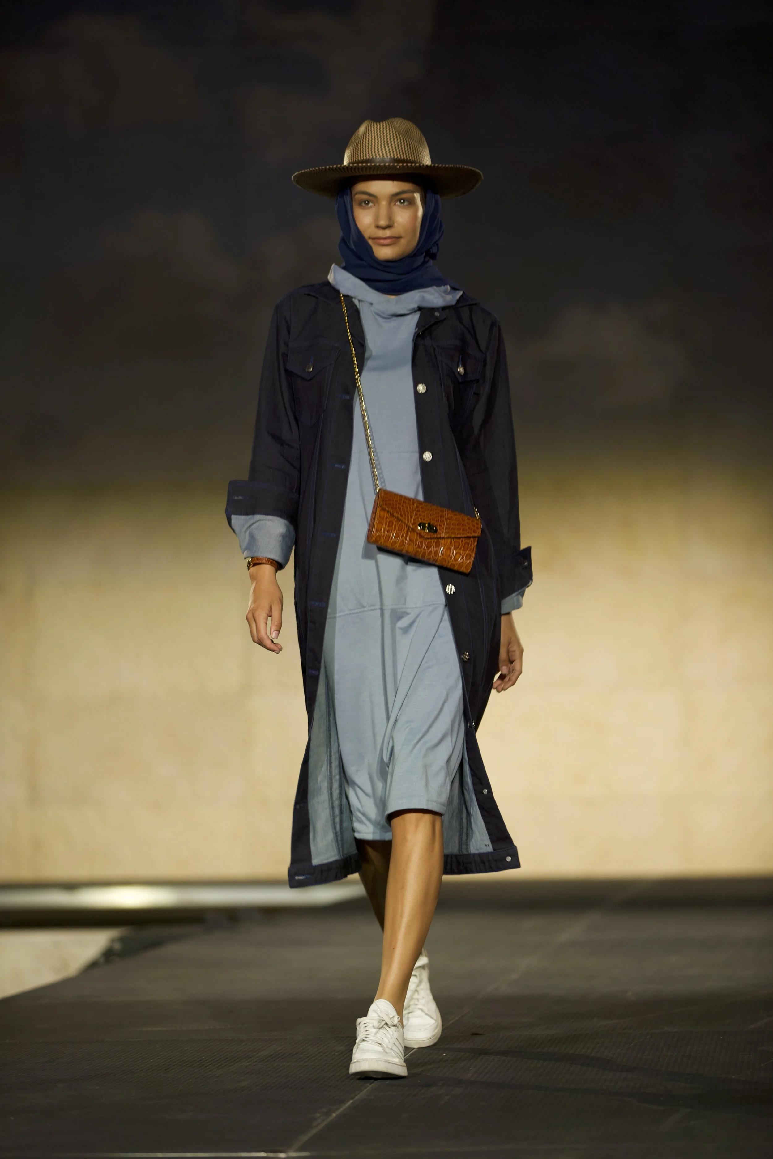 Sport Luxe Hoodie Dress in Steel Blue