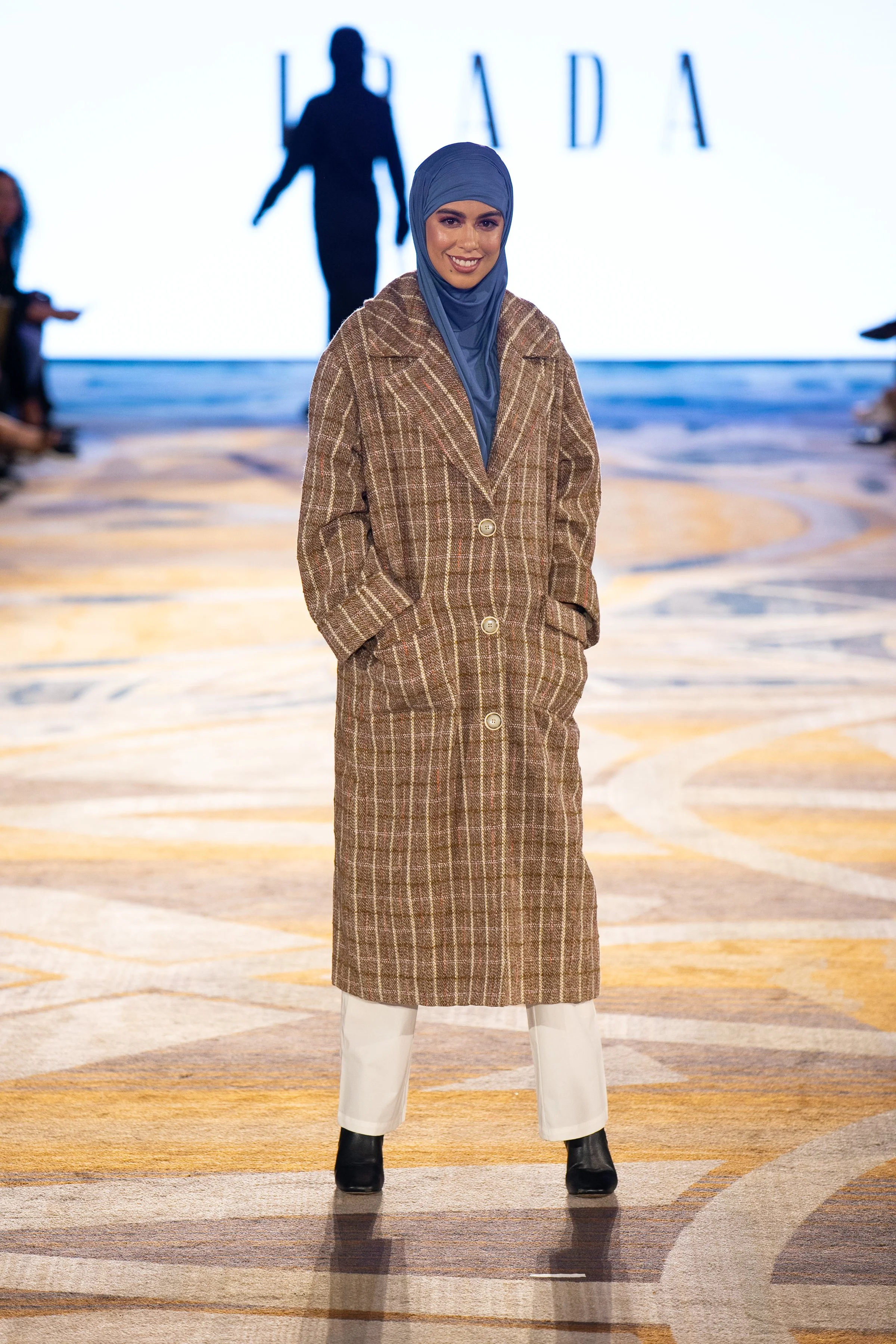 Heritage Plaid Wool-Blend Coat in Sandstone & Chestnut by IRADA