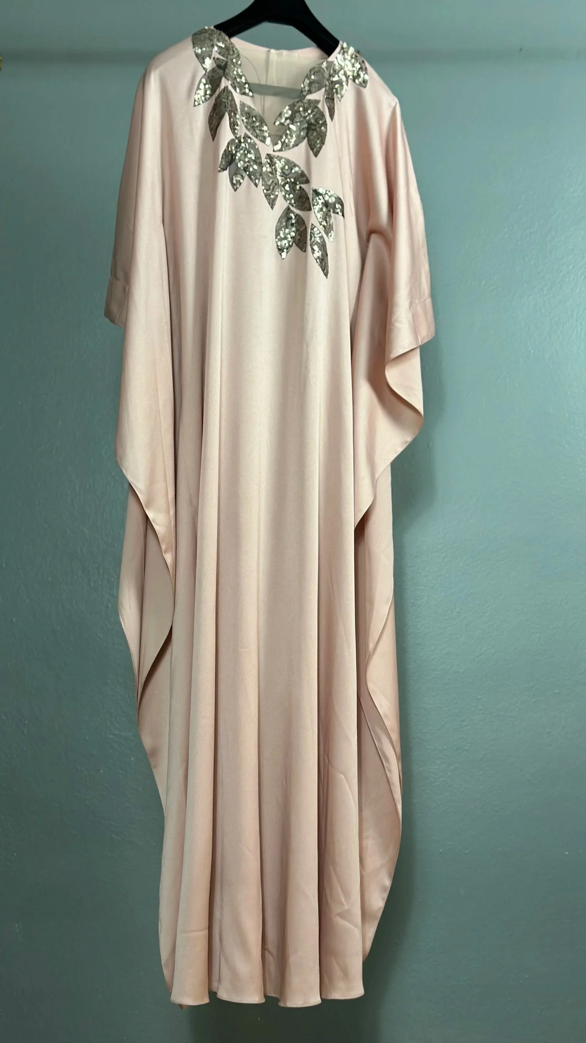 Blush Pink Satin Kaftan by Nora