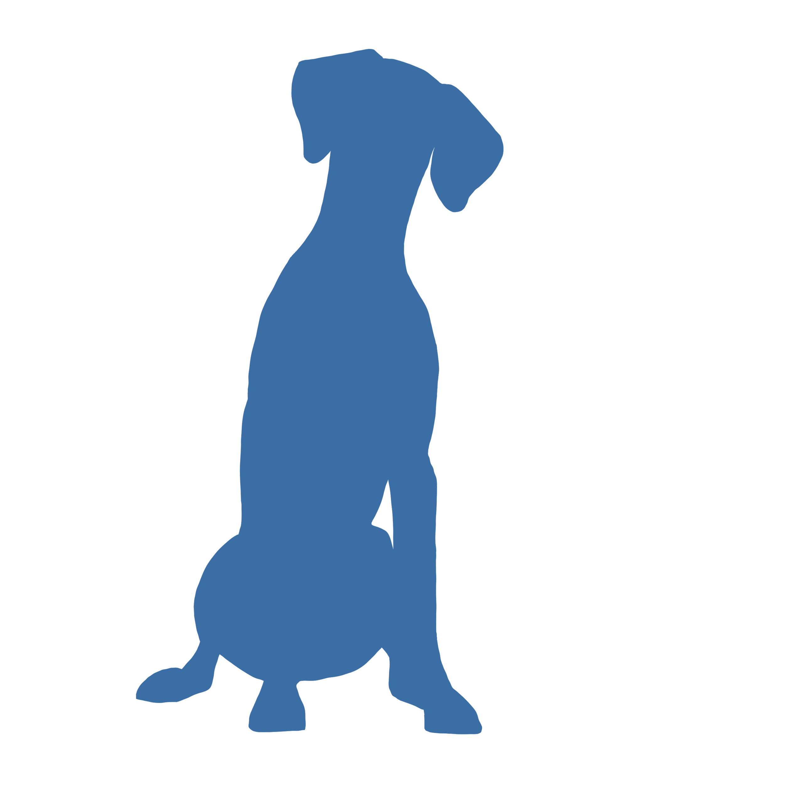 Silhouette of a sitting dog on a black background.