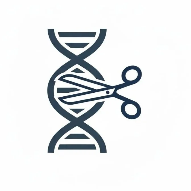 Icon of a DNA double helix with scissors cutting through, representing genetic editing or modification.
