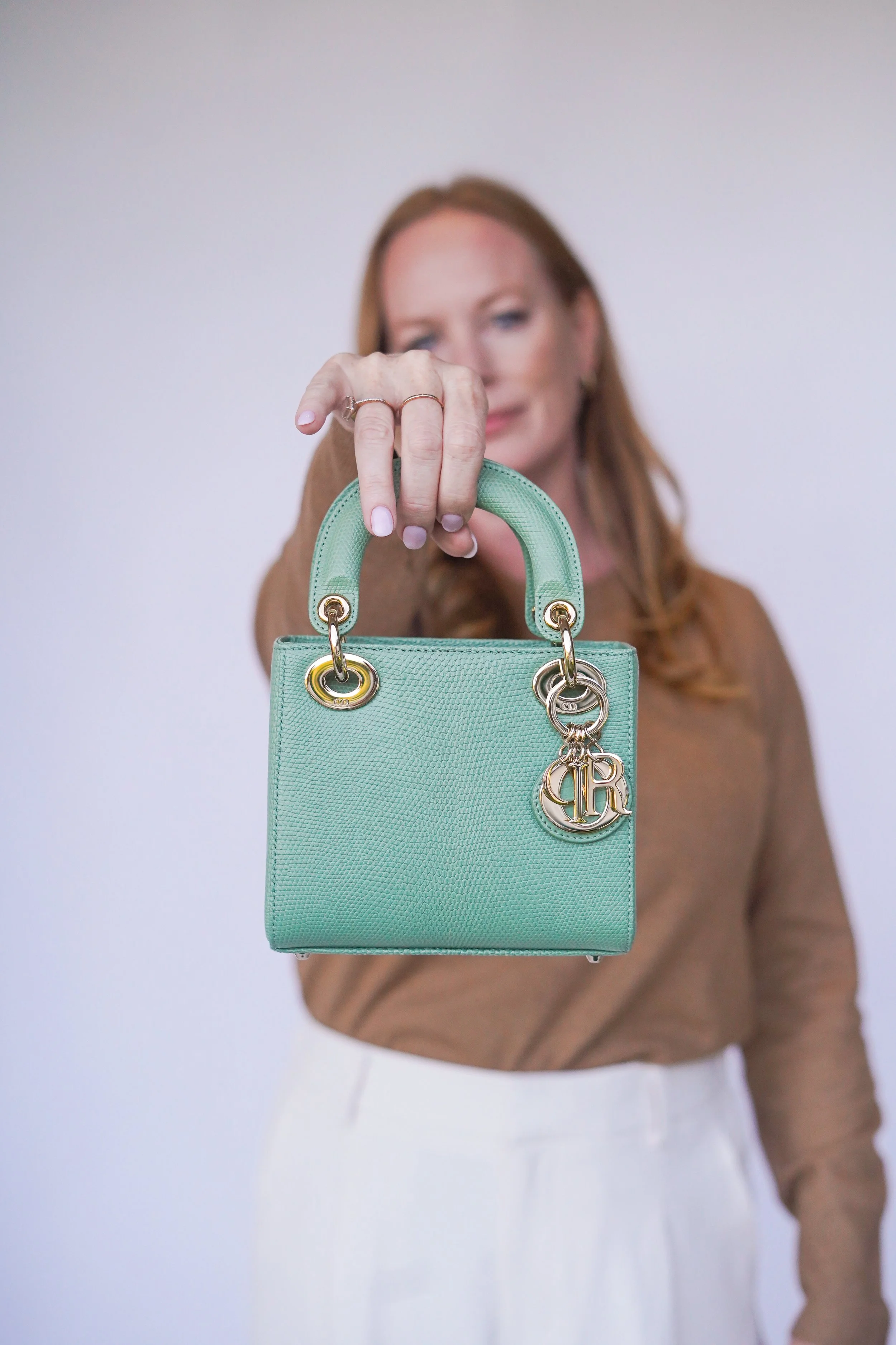 Dior Mini Lady Dior Bag Willow Green Lizard Light Gold Hardware