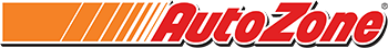 AutoZone logo with red and orange stripes.