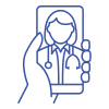 Telehealth icon - hand holding phone with doctor on screen