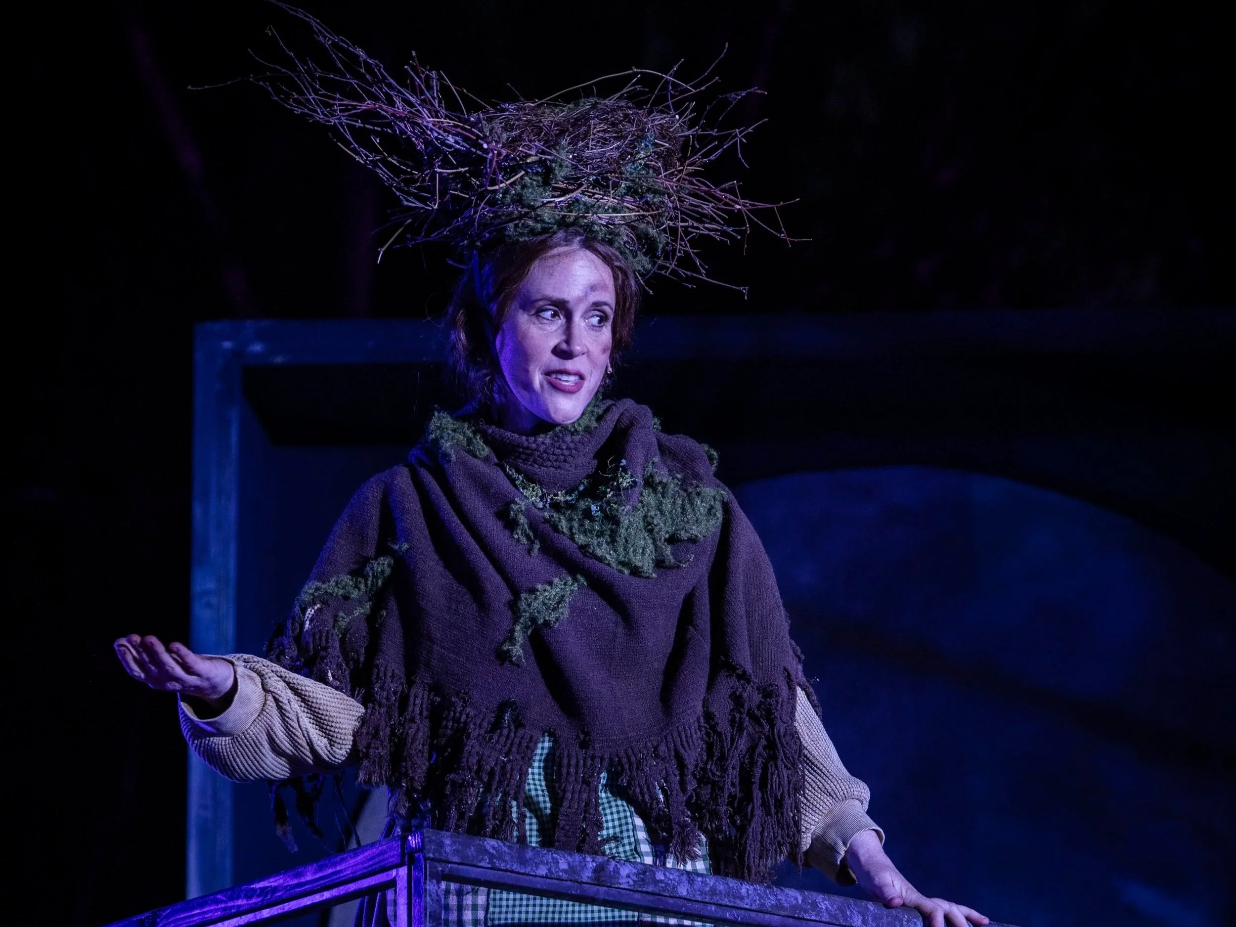 Distressed and Added Moss to Poncho for Cinderella's Mother