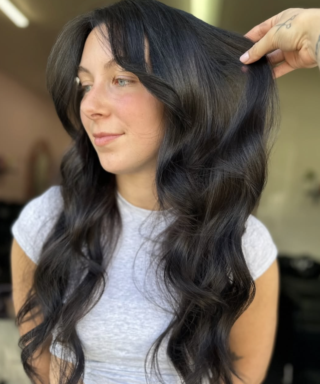 Woman with long dark hair