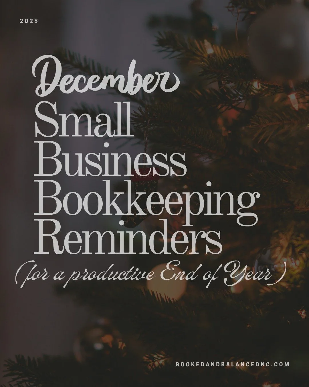 ✨ Before the year wraps up, make sure your books aren&rsquo;t hiding any surprises.

 &bull; 🎁 Categorize all November and early December transactions
 &bull; 🧾 Reconcile bank and credit card accounts
 &bull; 📥 Track outstanding invoices and payme