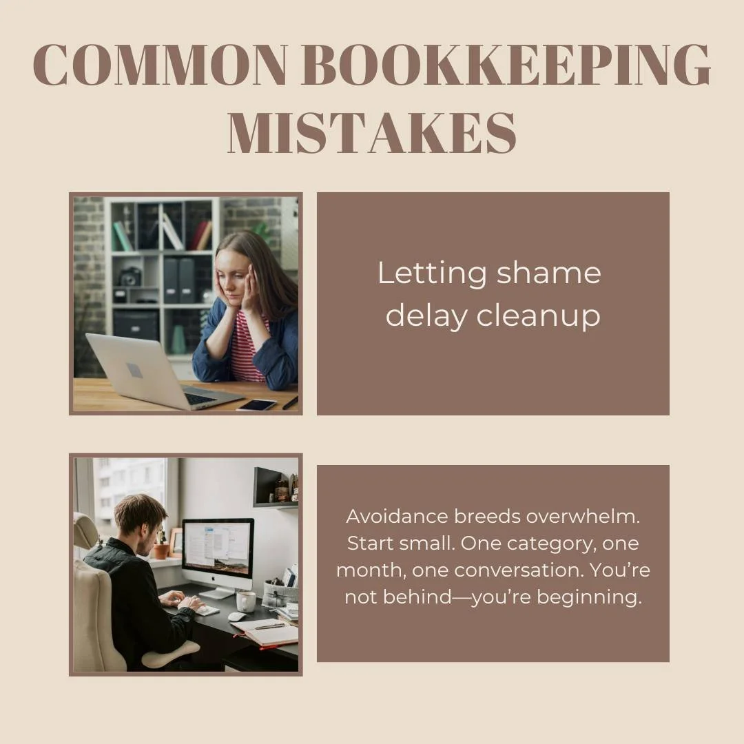 Mistake: Letting shame delay cleanup 🧾😬

Why it matters: Avoidance breeds overwhelm.

And the longer you wait, the louder the chaos gets.

Here&rsquo;s the fix:
✨ Start small.
✨ One category.
✨ One month.
✨ One honest conversation.

You&rsquo;re no