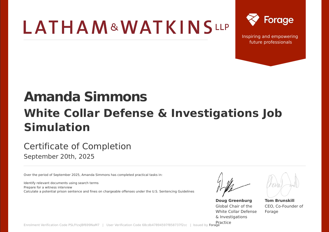 Forage : White Collar Defense & Investigative Job Simulation