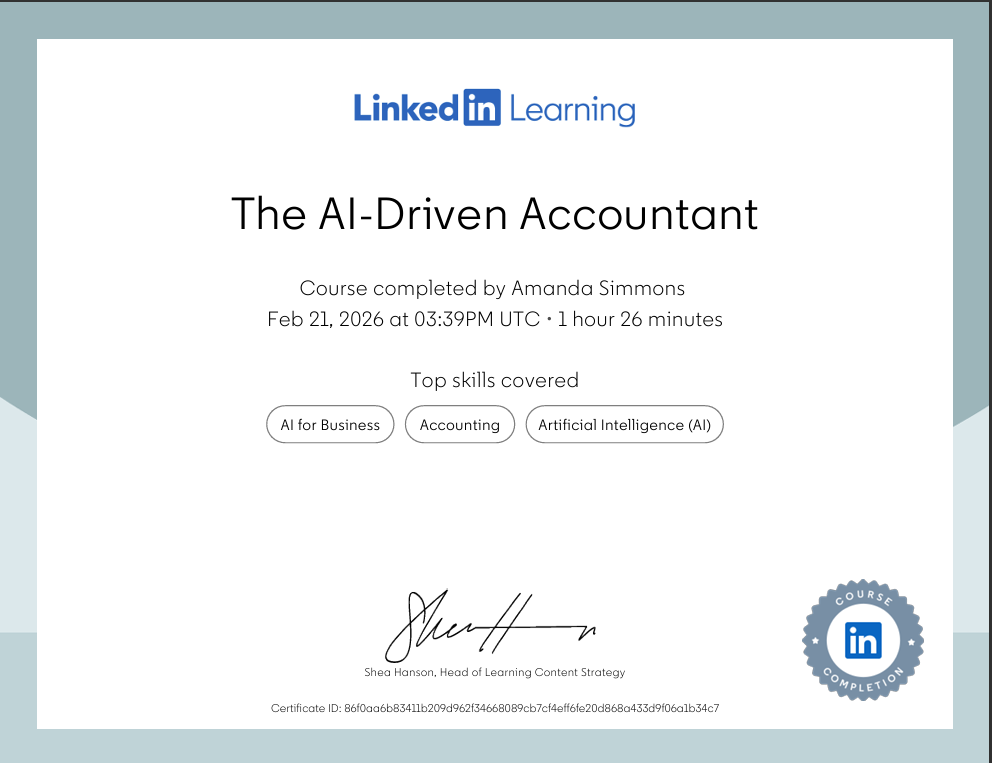 LinkedIn Learning : The AI Driven Accountant