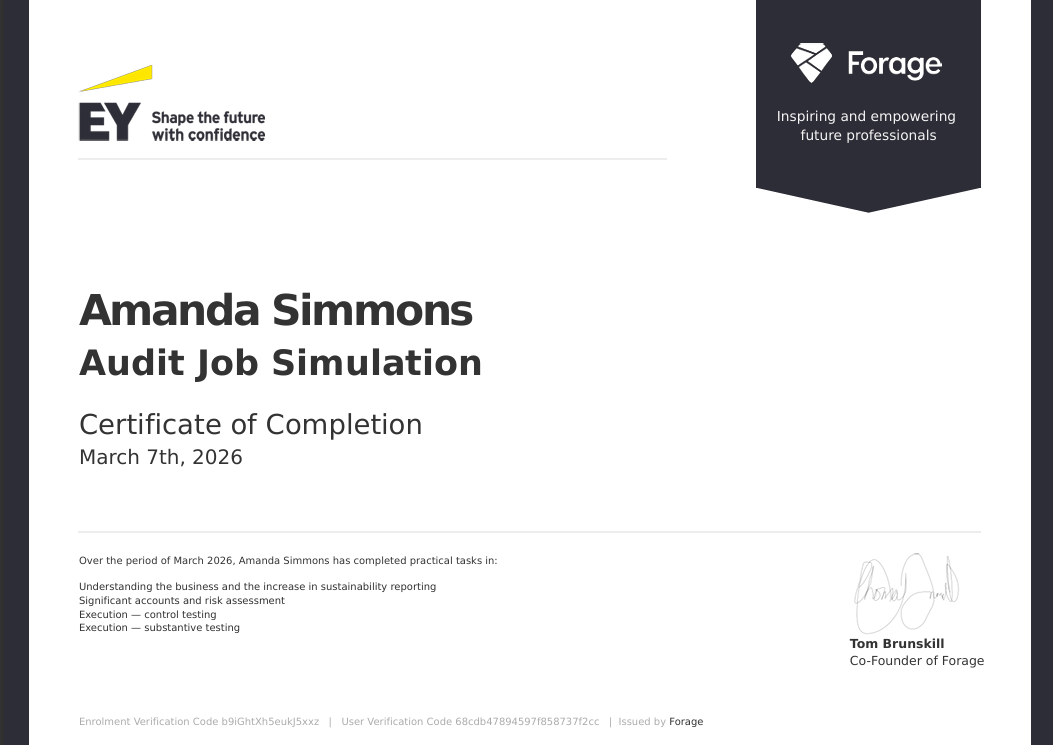 Forage : EY : Audit Job Simulation