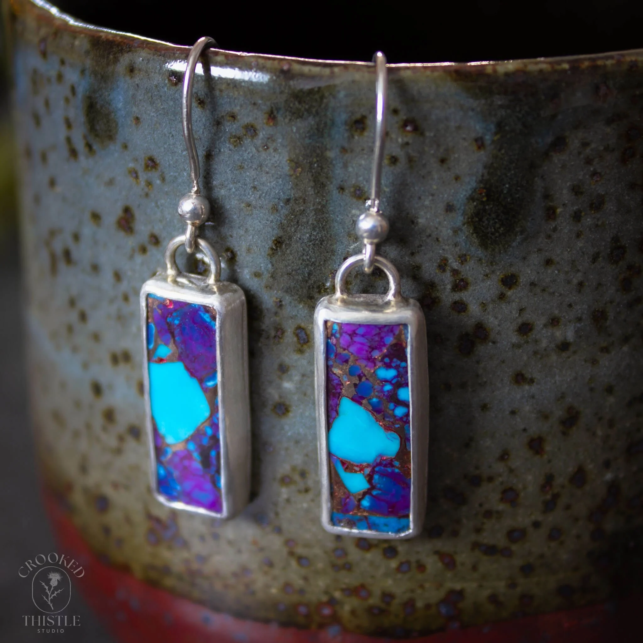 Purple Mojave Turquoise Drop Earrings