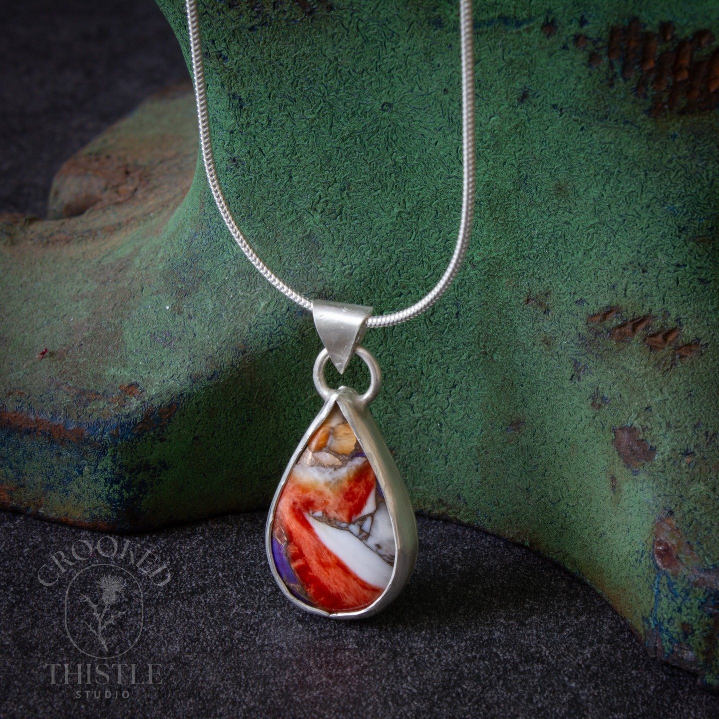 Spiny Oyster Teardrop Pendant &bull; Sterling Silver