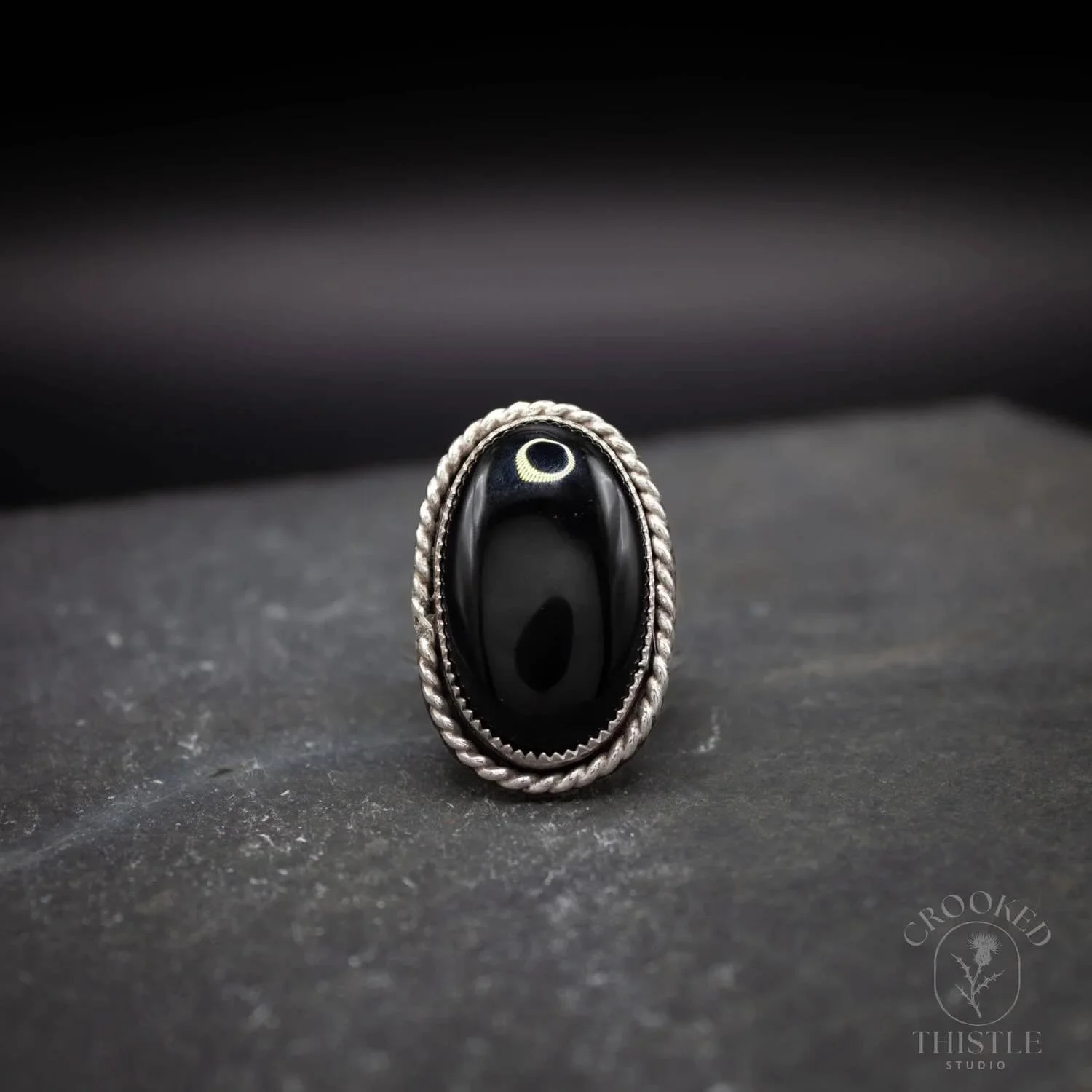 The Oval Onyx Ring 
Simple, yet elegant. This beautiful onyx stone is set in sterling silver, and can easily be dressed up or down. Shop the link in my bio or message me to purchase. 
#crookedthistle #Montanamade #blackonyx #handmadejewelry #ringstac