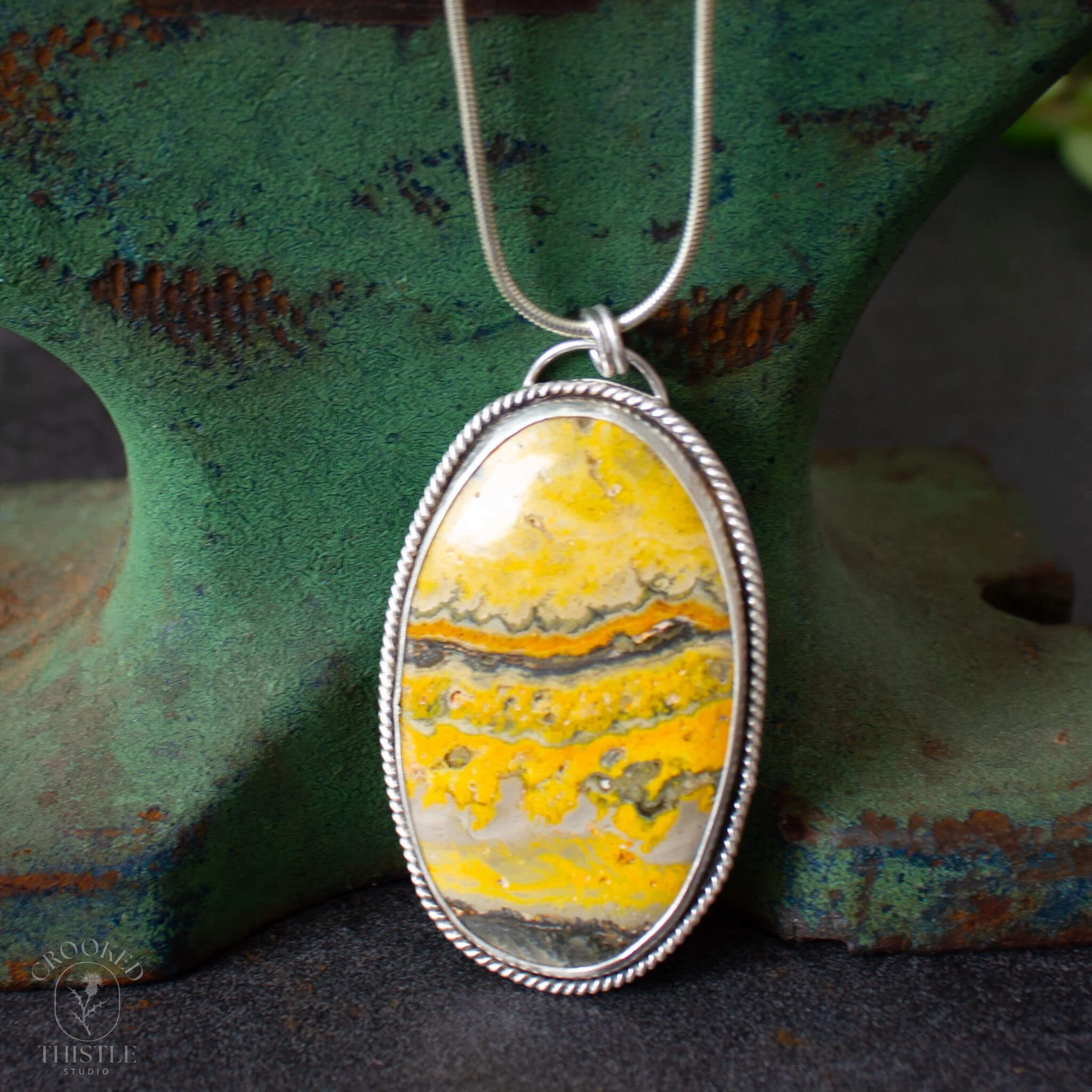 Bumblebee Jasper Oval Pendant