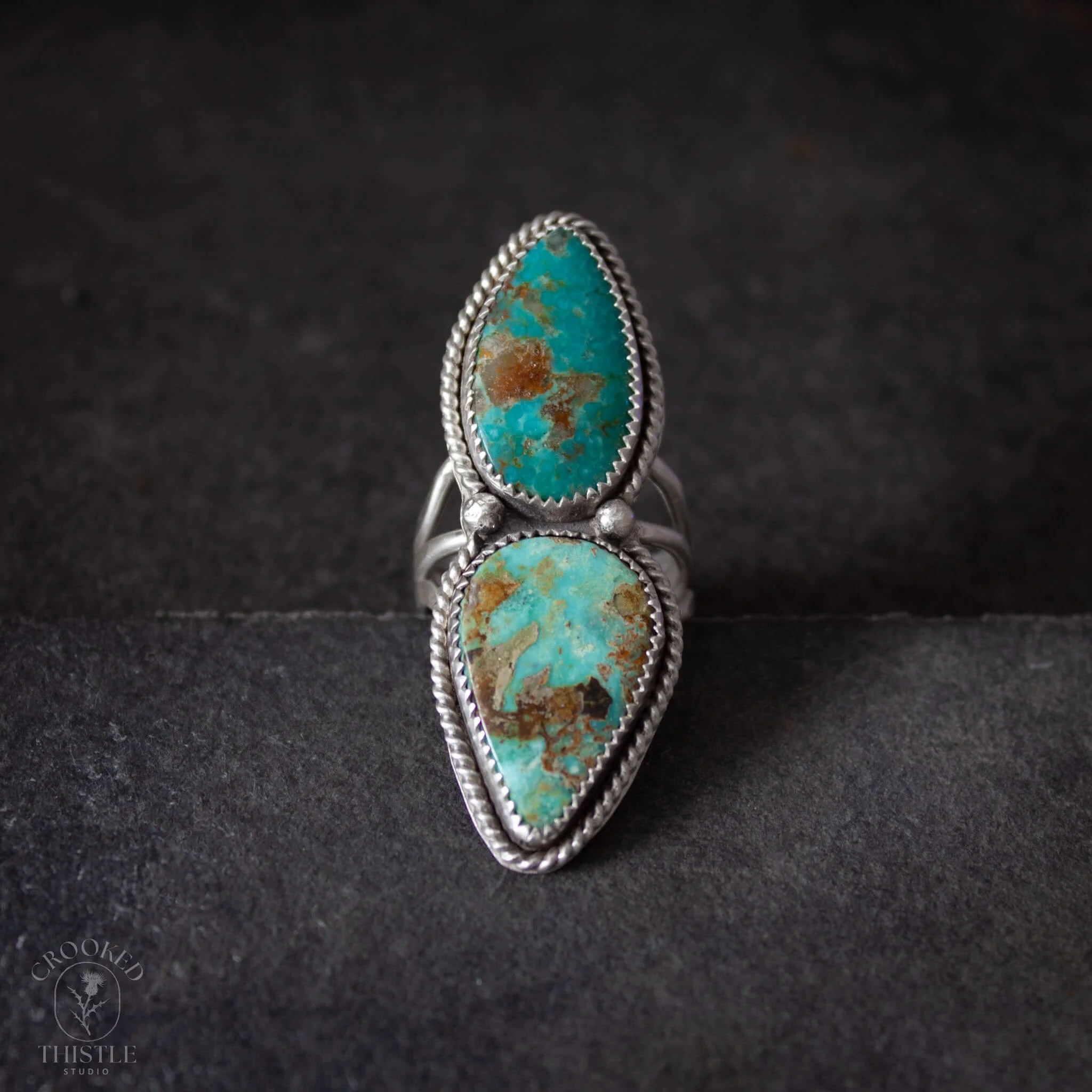 #8 Mine and Blue Diamond Nevada Turquoise Ring