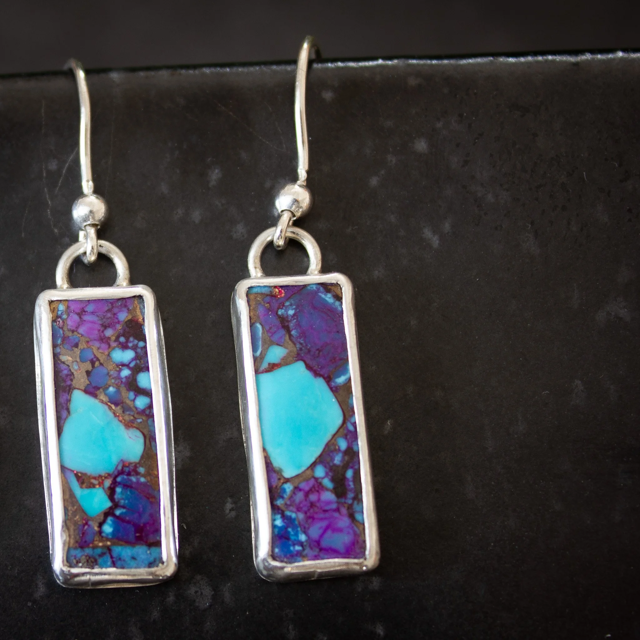 Purple Mojave Turquoise Drop Earrings
