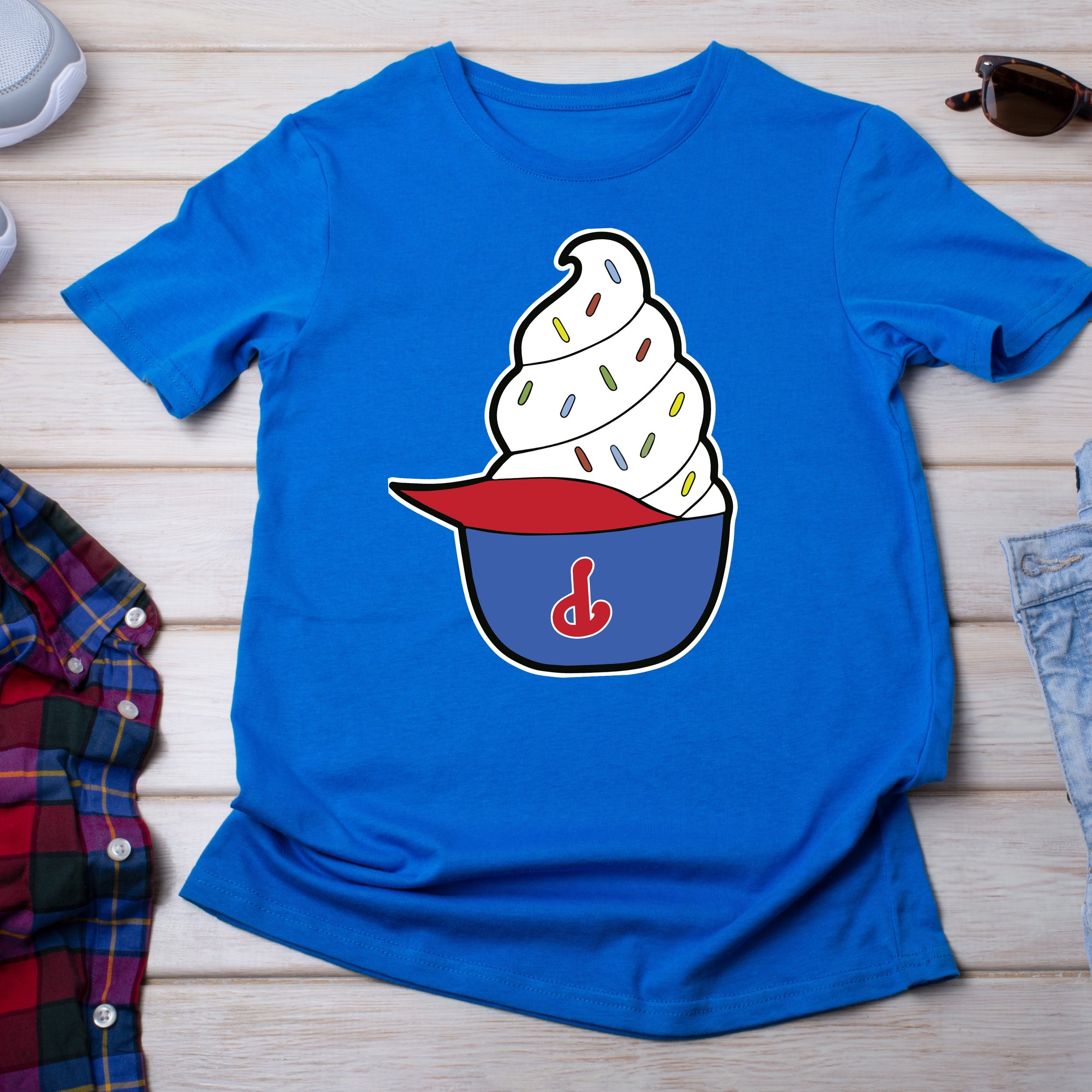 Phillies Helmet Sundae Only T-Shirt Available in Youth and Adult Sizes