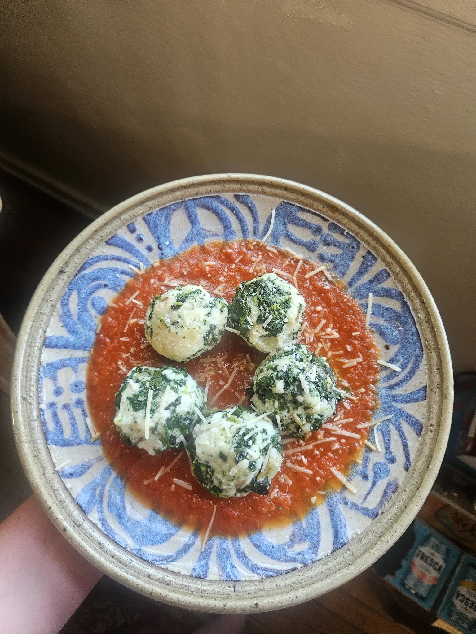 Italian Spinach and Ricotta Pasta with Tomato Sauce (Malfatti)