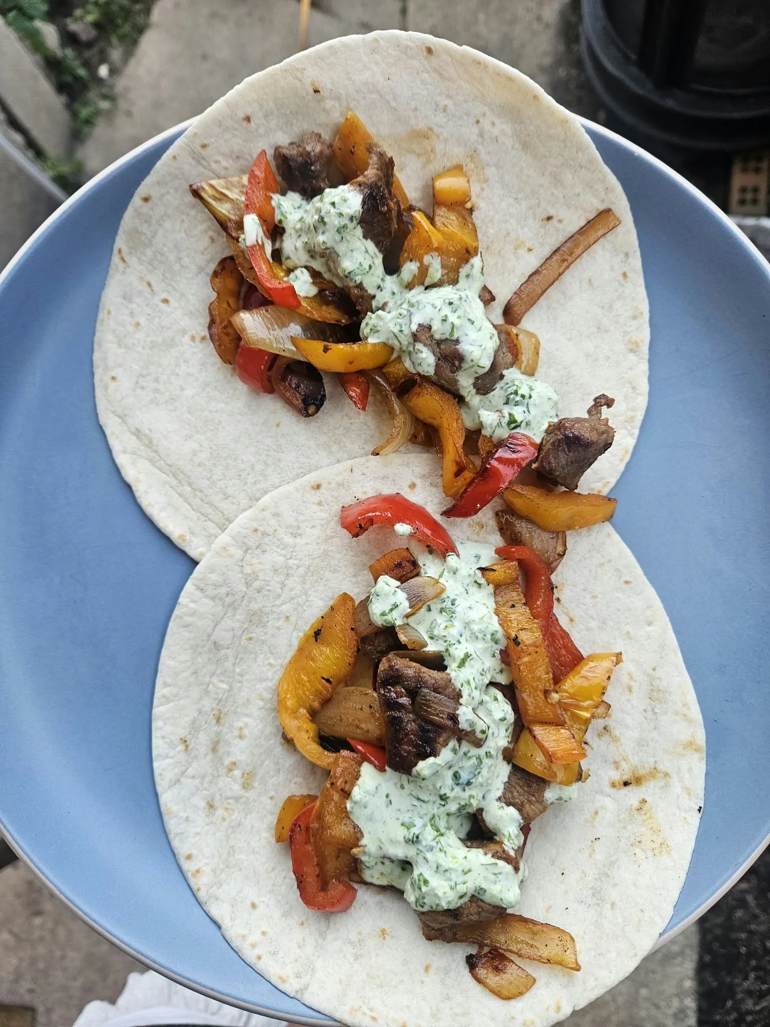Steak Fajitas with Cilantro Lime Crema