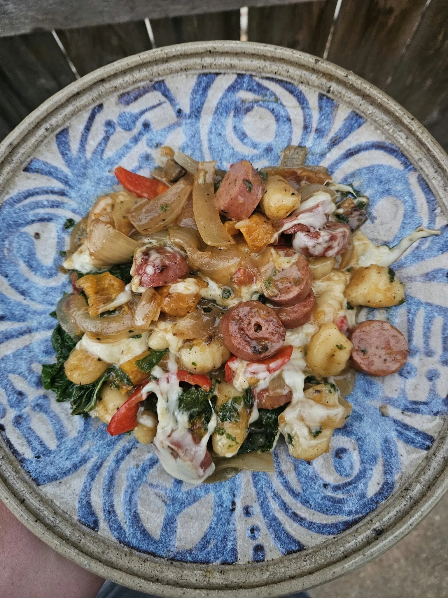 French Onion &amp; Autumn Veggie Gnocchi Skillet