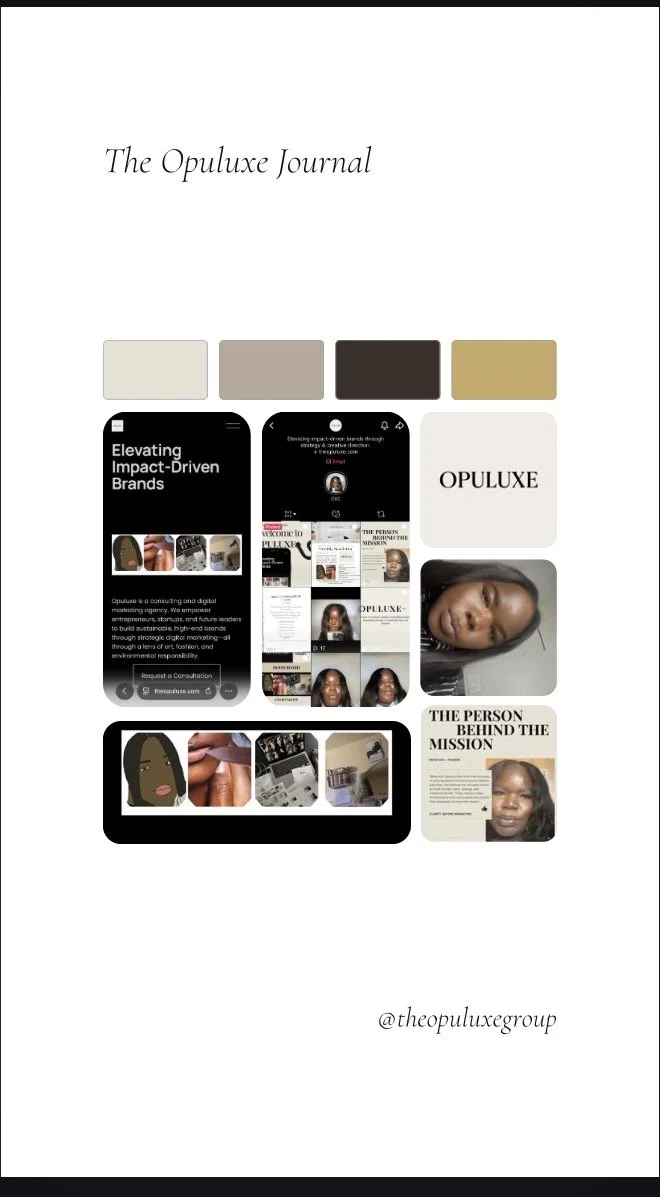 The visual identity of The Opuluxe Group reflects the firm's commitment to thoughtful strategy, clarity, and intentional growth.